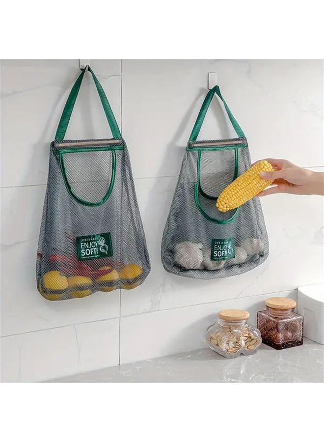 Large Mesh Hanging Storage Bag For Kitchen Garlic Onion Fruits Vegetables - Image 1